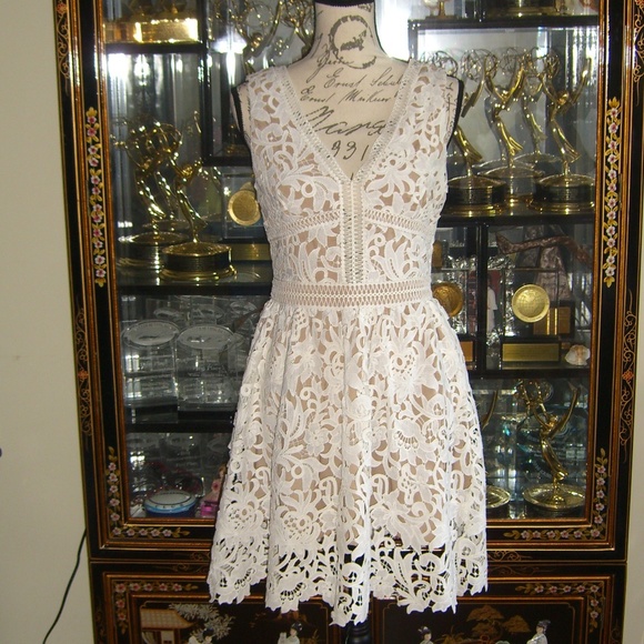 NWT ASOS NEW LOOK PREMIUM WHITE LACE DRESS US 6 UK - Picture 1 of 10